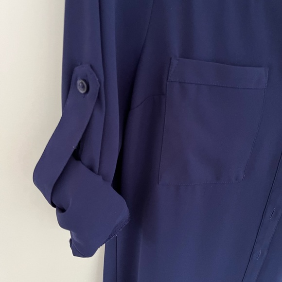 Express Deep Blue Portofino Shirt Button Down Shirt - Picture 4 of 5